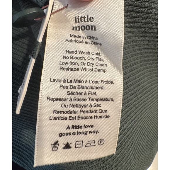 Aritzia Little Moon Short Sleeve Polo Top Women’s Size Large Ribbed Modern City - Picture 4 of 7